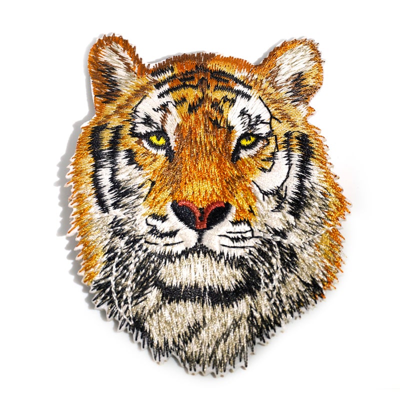 Riverbyland Iron On Patches Embroidered Tiger Pack of 2 - Image 1
